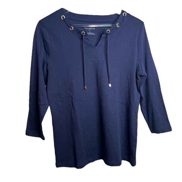 NWT Talbots Navy Blue 3 Quarter Inch Top - Picture 1 of 7